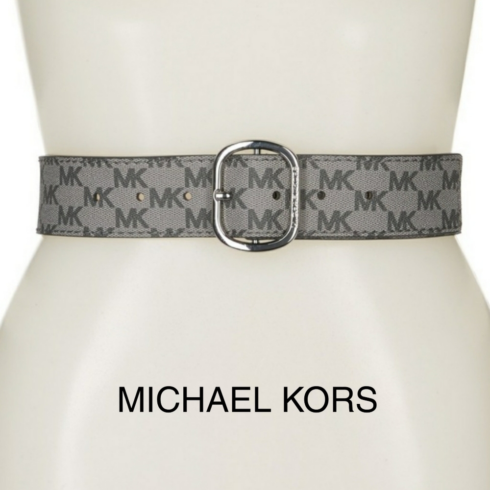 NWT Grey Michael Kors logo belt 1.75" size small - Picture 1 of 4